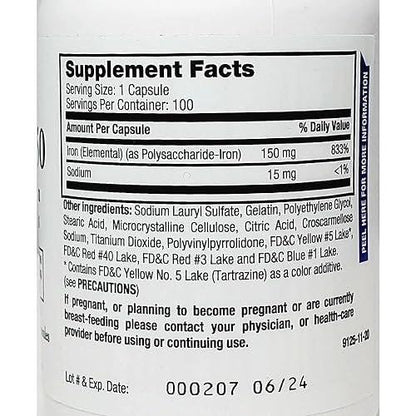 Breckenridge Ferrex 150 Polysaccharide Iron Complex Capsules, 100 Count (Pack of 1)