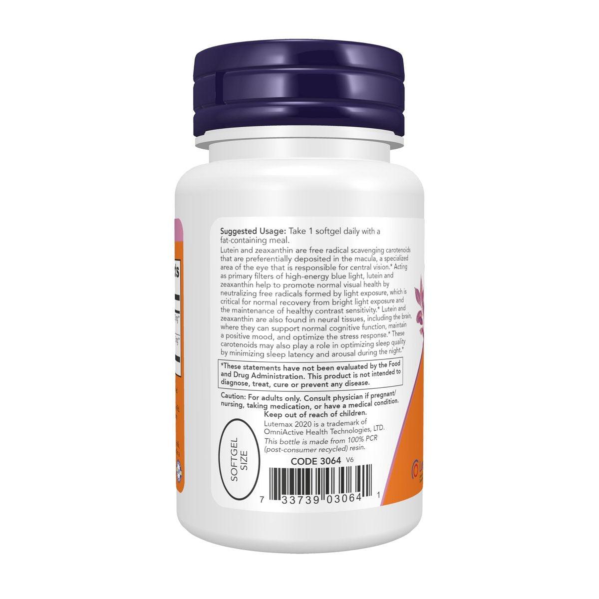 NOW Foods Supplements, Lutein & Zeaxanthin with 25 mg Lutein and 5 mg Zeaxanthin, 60 Softgels - görsel 4