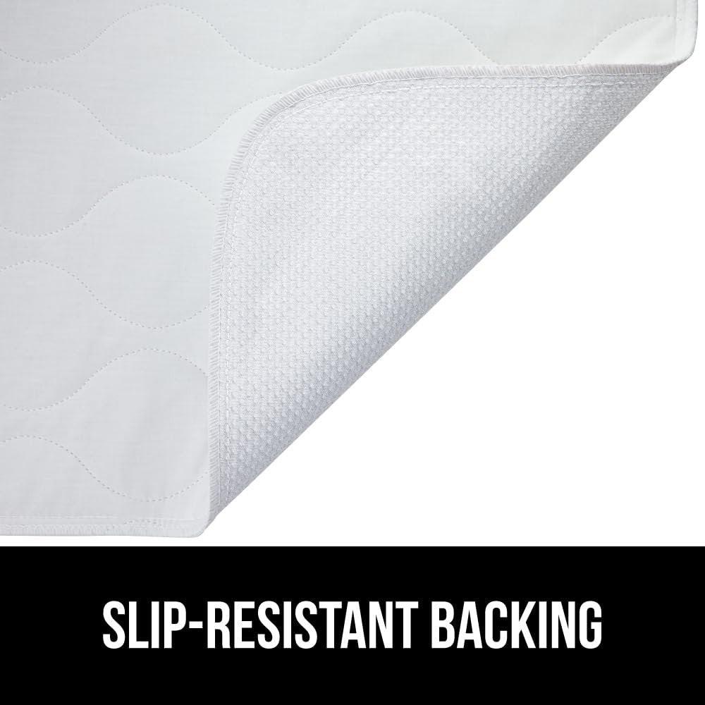 GORILLA GRIP Washable Underpads, Waterproof Reusable Heavy Absorbency Incontinence Bed Pads, Leak Proof Toddler Mattress Pad, 52x34 Slip Resistant Protector for Bedwetting, Adults and Kids, White - görsel 7