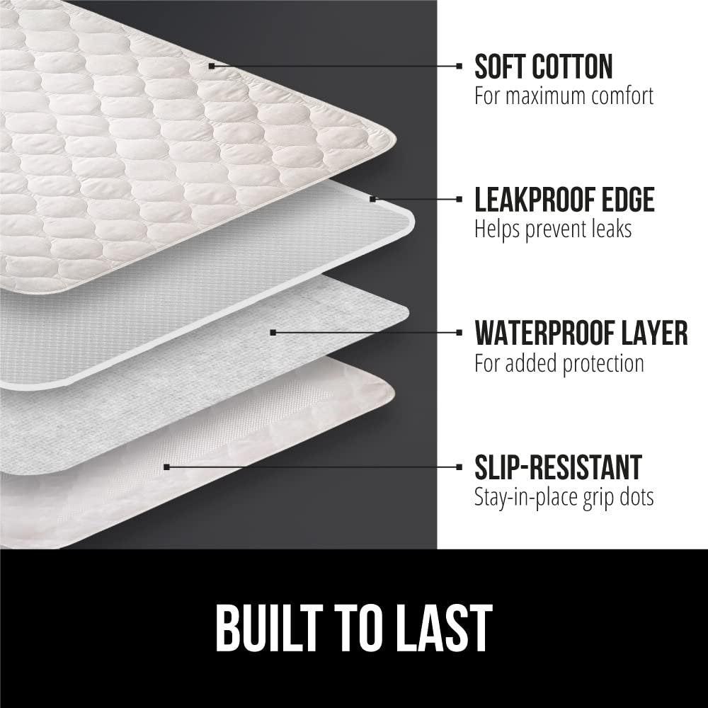 GORILLA GRIP Washable Underpads, Waterproof Reusable Heavy Absorbency Incontinence Bed Pads, Leak Proof Toddler Mattress Pad, 52x34 Slip Resistant Protector for Bedwetting, Adults and Kids, White - görsel 4