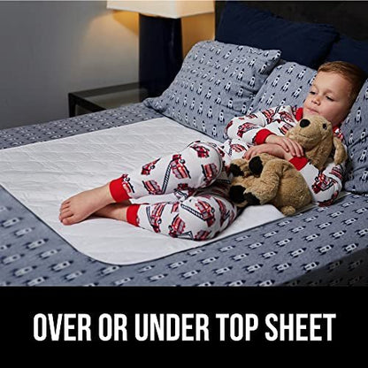 GORILLA GRIP Washable Underpads, Waterproof Reusable Heavy Absorbency Incontinence Bed Pads, Leak Proof Toddler Mattress Pad, 52x44 Slip Resistant Protector for Bedwetting, Adults and Kids, White