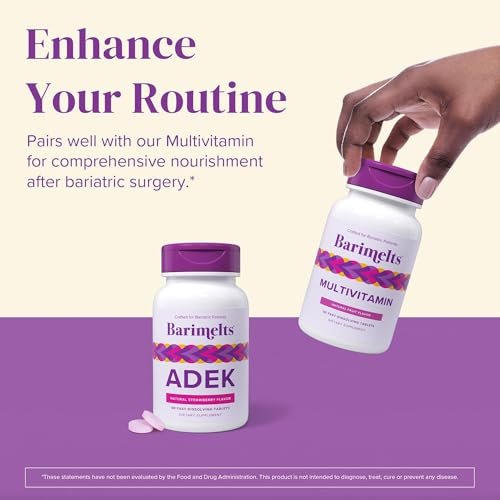Barimelts ADEK - 60 Fast-Dissolving Tablets (2-Month Supply) - Sugar-Free Bariatric Vitamins for Women Including Vitamin A, Vitamin D, Vitamin E & Vitamin K, Natural Strawberry Flavor - görsel 6