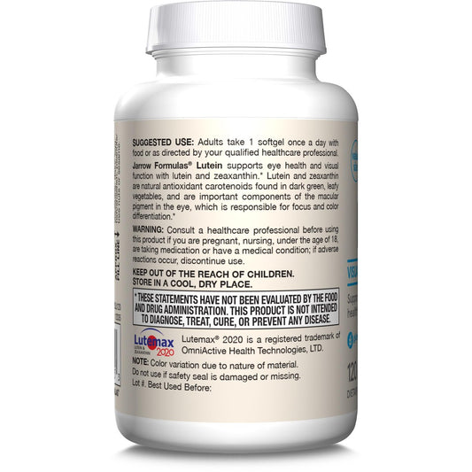 Jarrow Formulas Lutein 20 mg - 120 Softgels - Clinically Documented Eye Health & Support - With Zeaxanthin - 120 Servings