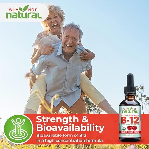 Why Not Natural Organic Vitamin B12 Liquid - Sublingual Extra Strength 60 x 5000 mcg Methylcobalamin Drops, Vegan, Maximize Absorption and Energy - görsel 4