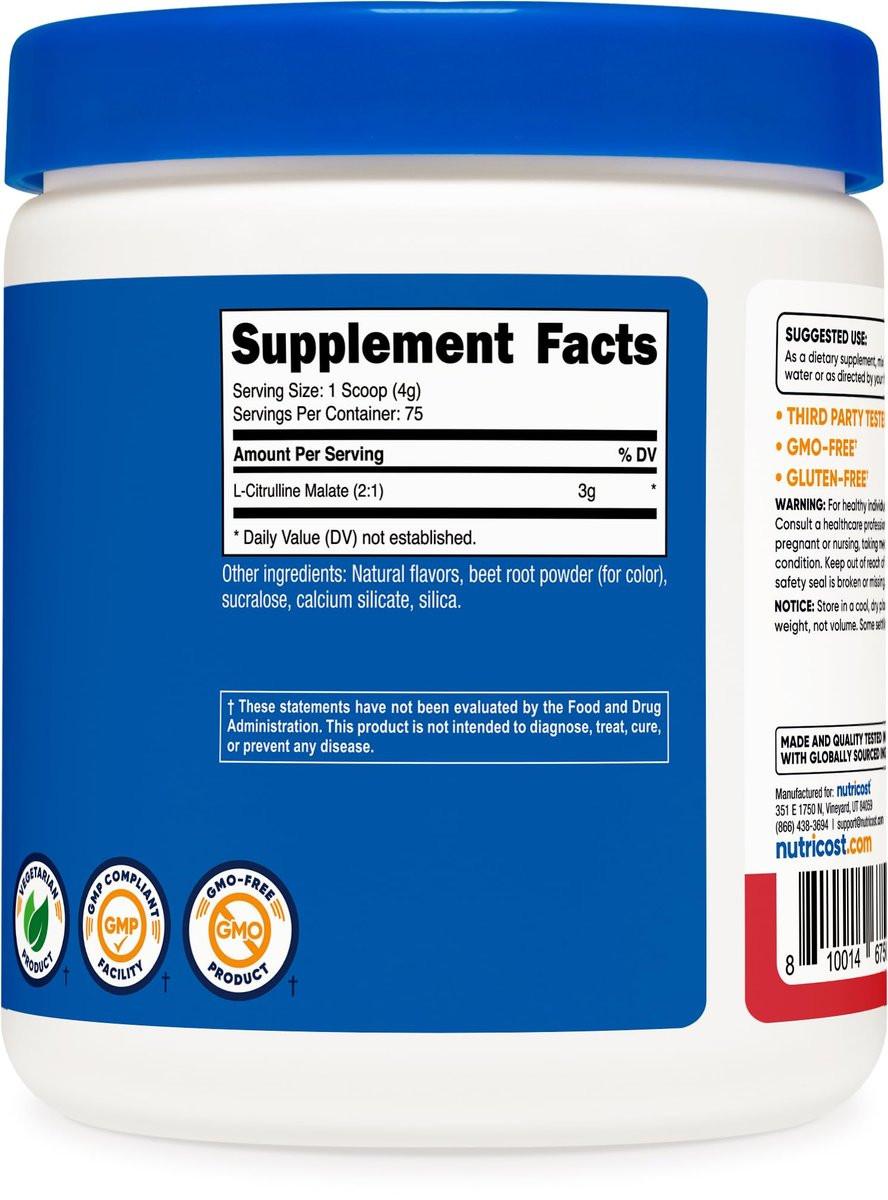 Nutricost L-Citrulline Malate 2:1 (300 Grams) (Strawberry Kiwi) - görsel 10