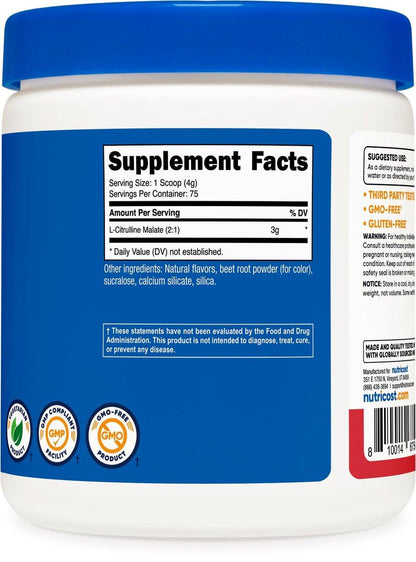 Nutricost L-Citrulline Malate 2:1 (300 Grams) (Strawberry Kiwi)