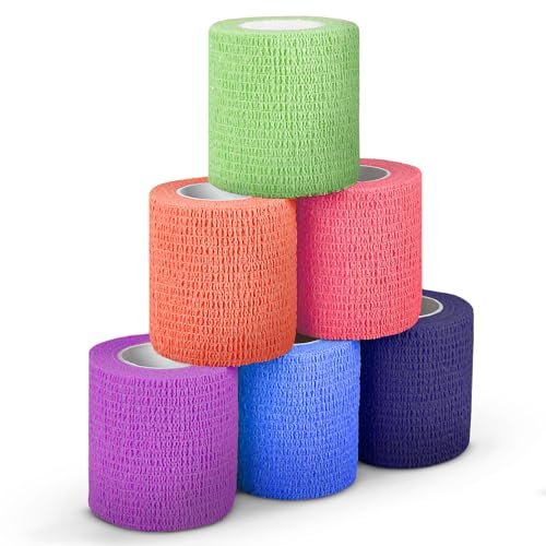 Ever Ready First Aid Self Adherent Cohesive Bandages 3" x 5 Yards - 6 Count, Rainbow Colors - görsel 1
