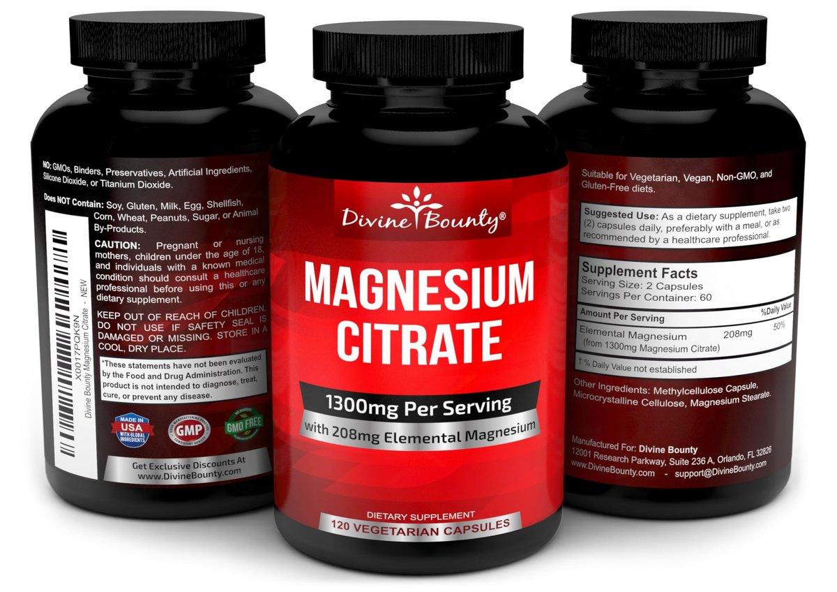 Pure Magnesium Citrate Capsules - 1300mg Magnesium Supplement with Elemental Magnesium - 120 Vegetarian Capsules - görsel 3