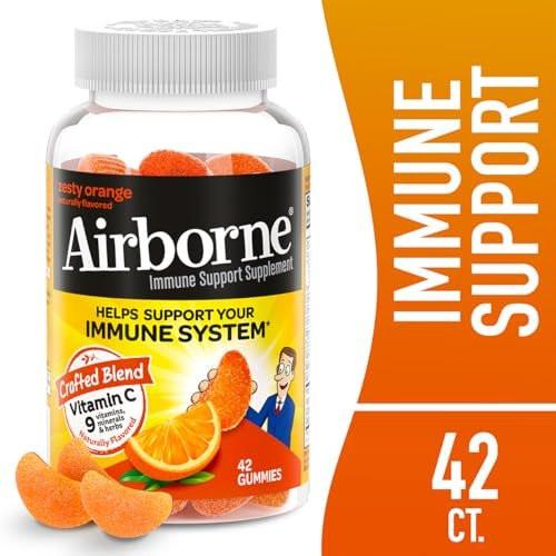 Airborne 750mg Vitamin C Gummies for Adults, Immune Support Supplement with Powerful Antioxidants Vitamins C & E - 42 Gummies, Zesty Orange Flavor (2 Pack) - görsel 17