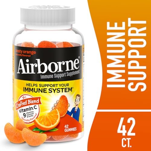 Airborne 750mg Vitamin C Gummies for Adults, Immune Support Supplement with Powerful Antioxidants Vitamins C & E - 42 Gummies, Zesty Orange Flavor (2 Pack) - görsel 12