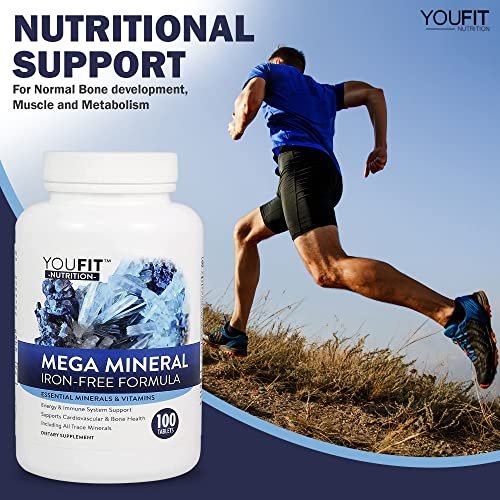 Mega Minerals Supplement by Youfit Nutrition | Trace Minerals | Premium Formula with Source of Minerals and Immune Health Support | Iron Free | All in One |1000mg Calcium 500mg Magnesium - görsel 5