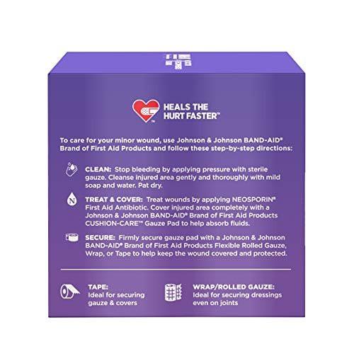 Band-Aid Brand Absorbent Cushion Care Sterile Square Gauze Pads for First Aid Protection of Minor Cut, Scrapes & Burns, Non-Adhesive, Wound Care Dressing Pads, Small, 2 in x 2 in, 3 Pack - görsel 6