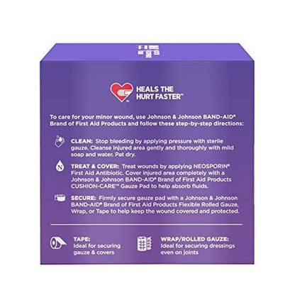 Band-Aid Brand Absorbent Cushion Care Sterile Square Gauze Pads for First Aid Protection of Minor Cut, Scrapes & Burns, Non-Adhesive, Wound Care Dressing Pads, Small, 2 in x 2 in, 3 Pack