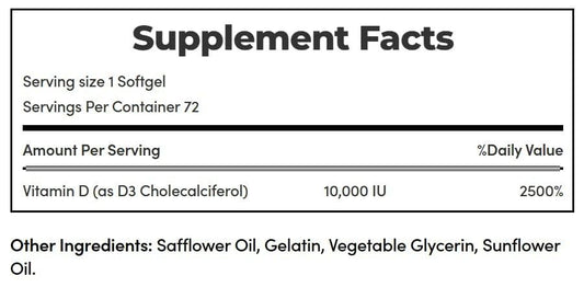 Nature's Bounty Ultra Strength D3-10,000 IU, 72 Softgels (2-Pack)