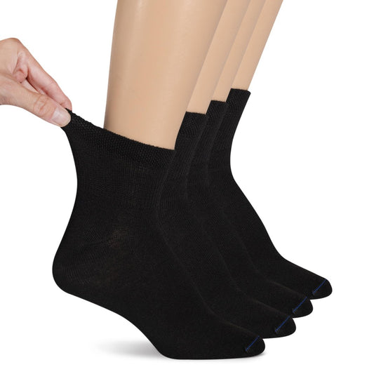 Dr. Scholl's Women's Diabetic and Circulatory Non Binding Ankle Socks, 4 Pack, Black, Shoe Size 4-10