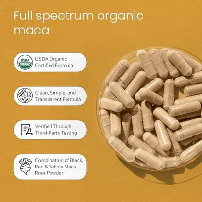 NaturaLife Labs Organic Maca Root – Black, Red & Yellow – 1900 mg per Serving – 150 Capsules – Gelatinized Peruvian Maca – Non-GMO, Gluten-Free, Vegan