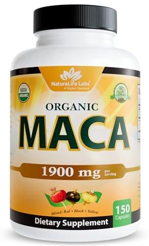 NaturaLife Labs Organic Maca Root – Black, Red & Yellow – 1900 mg per Serving – 150 Capsules – Gelatinized Peruvian Maca – Non-GMO, Gluten-Free, Vegan - görsel 2