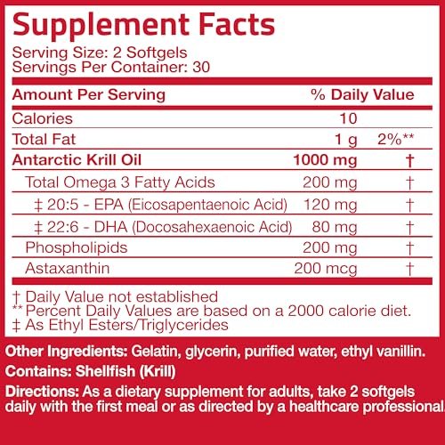 Bronson Antarctic Krill Oil 1000 mg with Omega-3s EPA, DHA, Astaxanthin and Phospholipids 120 Softgels - görsel 8