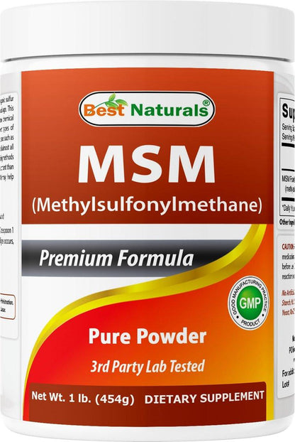 Best Naturals 100% Pure MSM Powder, 1Lb (454g) - High Purity Methylsulfonylmethane Supplement