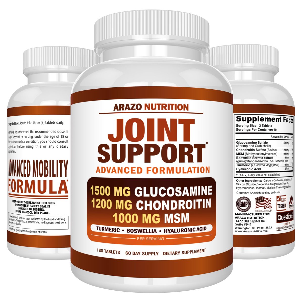 Arazo Nutrition Glucosamine Chondroitin – Powerful 5-in-1 Formula: Combines glucosamine, chondroitin, turmeric, – Image 13