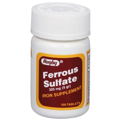 Rugby Ferrous Sulfate 325mg Tablets - Iron Supplement for Women and Men - 100 Count (1 Pack) - görsel 1