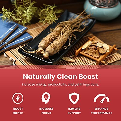 NutraChamps Korean Red Panax Ginseng Capsules | Extra Strength Ginsenosides for Energy, Focus, Performance, Vitality & Immune Support | Korean Ginseng Root Extract (120, Red) - görsel 3