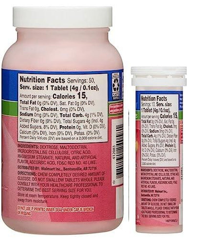ReliOn Glucose, 50 Tablets with On-The-Go Tube, 10 Tablets. (Fruit Punch)