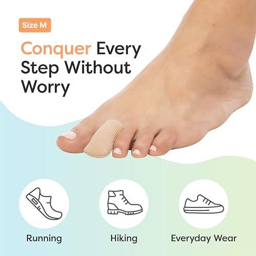 ZenToes Fabric Toe Protectors | Promotes Skin Hydration & Blister Prevention | Medical-Grade Gel Lining | Washable & Reusable Corn, Callus & Ingrown Toenail Relief Between Toes | Medium, 5-Pack - görsel 1