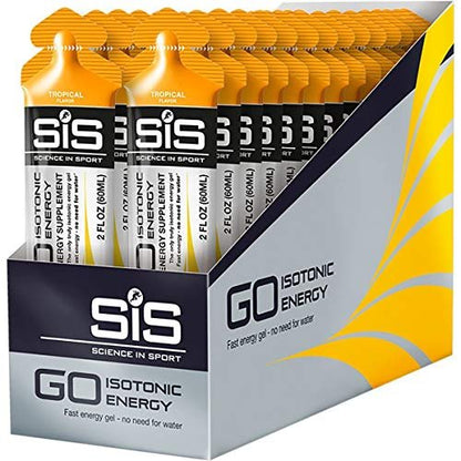 Science in Sport Energy Gel Pack, SIS Isotonic Energy Gel, 22g Fast Acting Carbs, Performance & Endurance Gels, Tropical Flavor - 2 Fl Oz (Pack of 6)