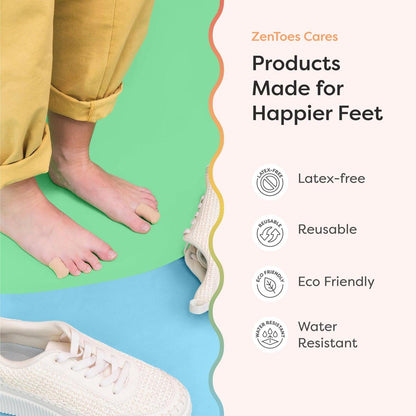 ZenToes Fabric Toe Protectors | Promotes Skin Hydration & Blister Prevention | Medical-Grade Gel Lining | Washable & Reusable Corn, Callus & Ingrown Toenail Relief Between Toes | Large, 5-Pack