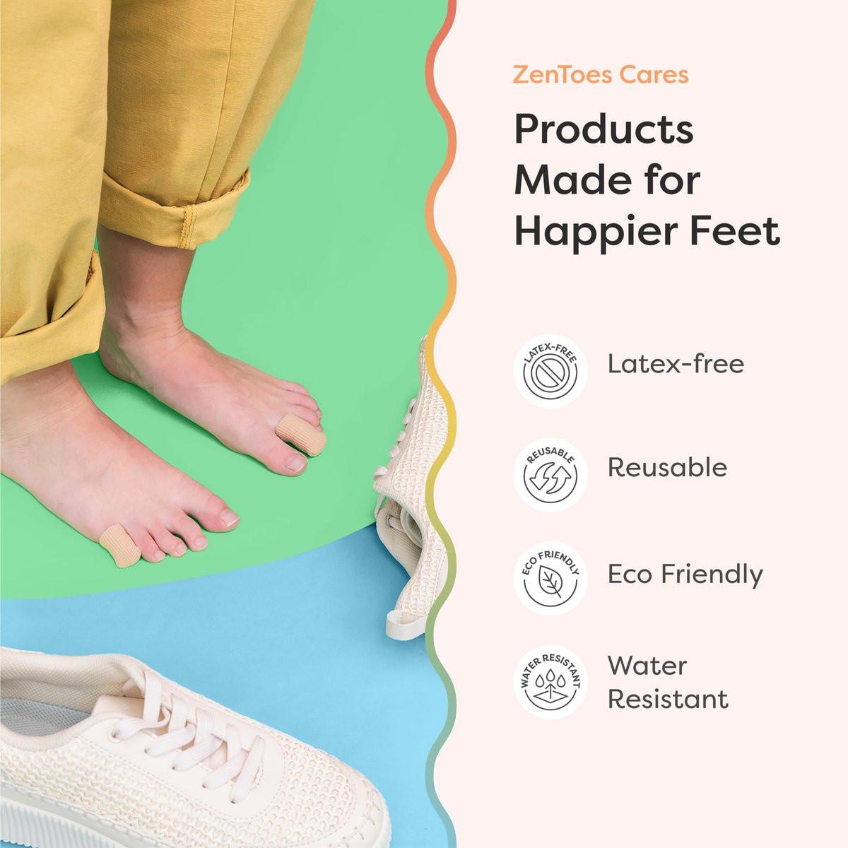 ZenToes Fabric Toe Protectors | Promotes Skin Hydration & Blister Prevention | Medical-Grade Gel Lining | Washable & Reusable Corn, Callus & Ingrown Toenail Relief Between Toes | Medium, 5-Pack - görsel 12