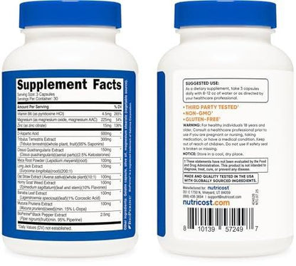 Nutricost Testosterone Support Complex (90 Capsules) - 1800mg Per Serving