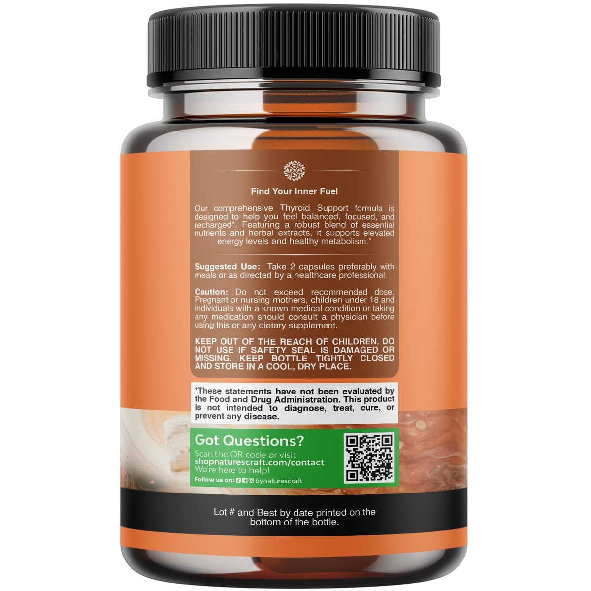 Natures Craft Herbal Thyroid Support Complex - Potent Kelp Iodine Supplement with L Tyrosine, Bladderwrack, Selenium & Ashwagandha for Hormone Balance - Mood & Energy Dietary Pills - 120 Count - görsel 9