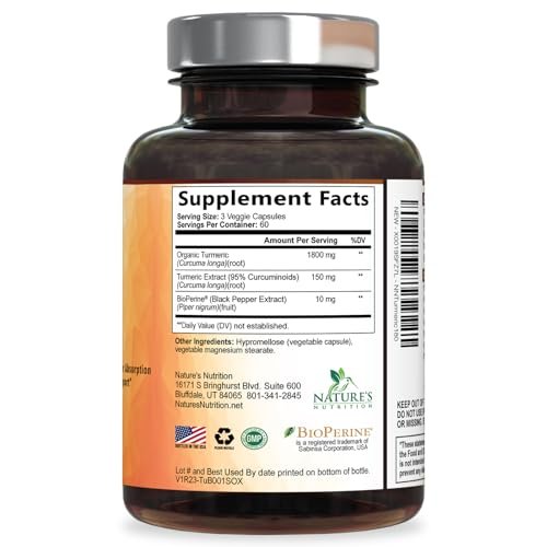 Turmeric Curcumin Supplement - 95% Curcuminoids with Organic Turmeric & BioPerine Black Pepper for Best Absorption - Daily Joint & Immune Health Support, Vegan, Non-GMO, Bottled in USA - 180 Capsules - görsel 16