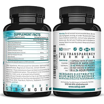 VALI Electrolyte Salts Rapid Oral Rehydration Replacement Pills – Hydration Nutrition Powder Supplement, Recovery & Relief Fast, Fluid Health Essentials, Keto Salt Mineral Tablets, 120 Veggie Capsules