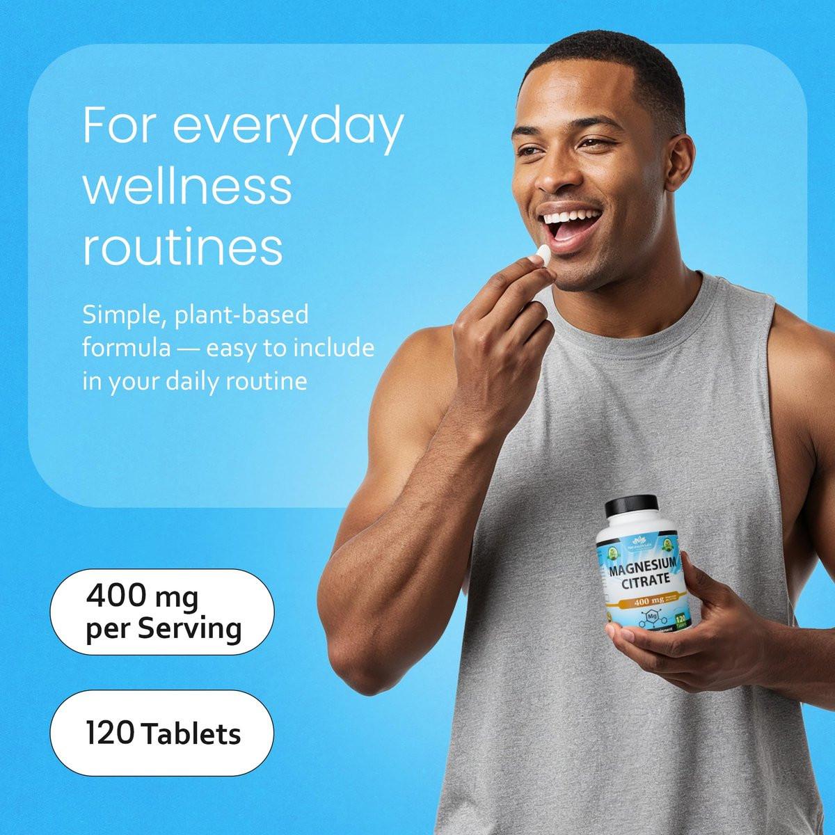 NaturaLife Labs Magnesium Citrate 400 mg per Serving – 120 Tablets, Vegan, Non-GMO - görsel 9