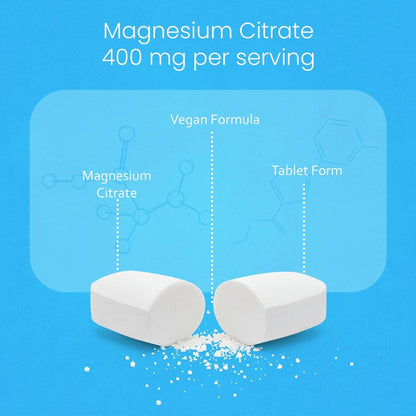 NaturaLife Labs Magnesium Citrate 400 mg per Serving – 120 Tablets, Vegan, Non-GMO