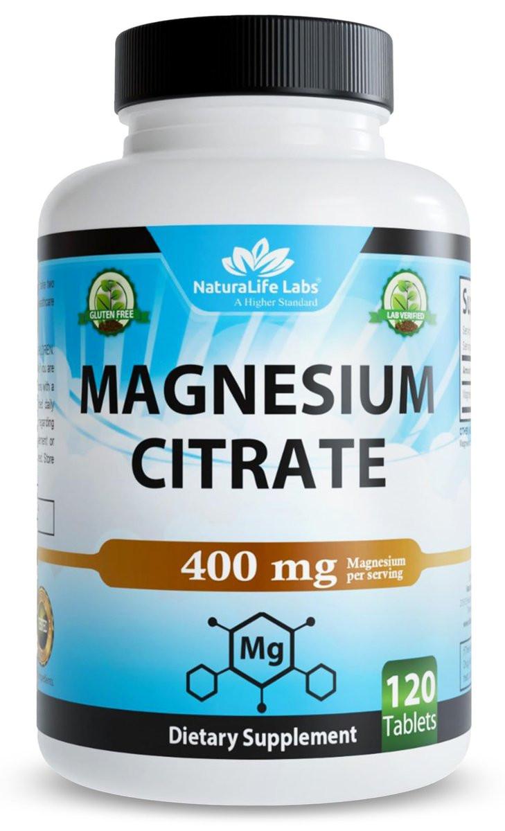 NaturaLife Labs Magnesium Citrate 400 mg per Serving – 120 Tablets, Vegan, Non-GMO - görsel 1