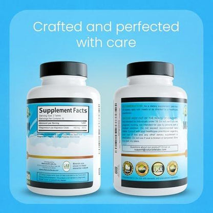 NaturaLife Labs Magnesium Citrate 400 mg per Serving – 120 Tablets, Vegan, Non-GMO