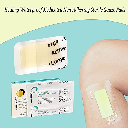 L-Mesitran Medical Grade Honey Bandages (5 Pieces in 1 Pack) - 30% Honey - Wounds Healing Waterproof Medicated Non-Adhering Sterile Gauze Pads Dressing to Cover Small Cuts, Abrasions, Burns - görsel 10