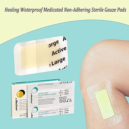 L-Mesitran Medical Grade Honey Bandages (5 Pieces in 1 Pack) - 30% Honey - Wounds Healing Waterproof Medicated Non-Adhering Sterile Gauze Pads Dressing to Cover Small Cuts, Abrasions, Burns
