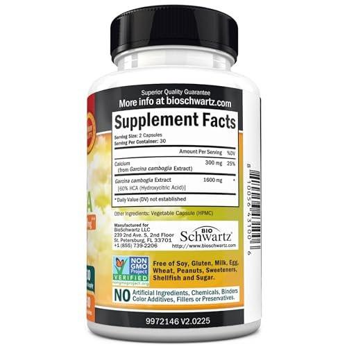 Garcinia Cambogia Weight Loss Pills - Maximum Strength Appetite Suppressant & Fat Burner for Men & Women - 1600mg Natural Extract & 960mg HCA - Metabolism Booster & Carb Blocker Capsules - 60Ct - görsel 5