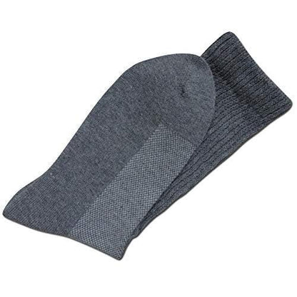 Well Knitting Diabetic Socks for Men & Women, Coolmax Medical Circulation Crew Mid Calf Socks with Seamless Toe, Non-Binding Top, and Padded Sole, 4 Pairs (Grey, Large)