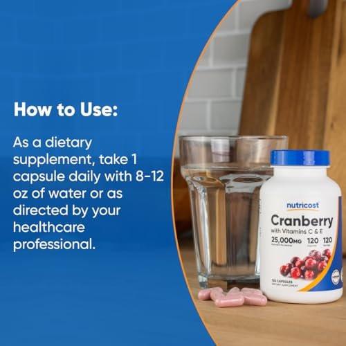 Nutricost Cranberry Extract 120 Capsules - 120 Servings with Vitamin C & Vitamin E, Vegan, Gluten Free - görsel 3