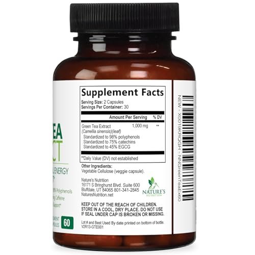 Green Tea Extract Capsules - 3X Strength Green Tea Extract 1000 mg Per Serving Pills with 45% EGCG & 98% Polyphenols for Natural Energy - Antioxidant Herbal Heart Support Supplement - 60 Capsules - görsel 16