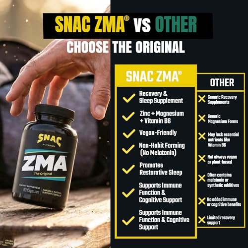 SNAC ZMA The Original Sleep & Recovery Supplement - Supports Muscle Recovery, Restful Sleep, Relaxation, Stress Relief and Immune Support with Magnesium, Zinc & Vitamin B6, 90 Veggie Capsules, 2 Pack - görsel 11