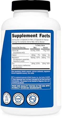 Nutricost ZMA 180 Capsules - Non-GMO and – Recovery Support: The combination of zinc and magnesium aids in muscle – Image 1