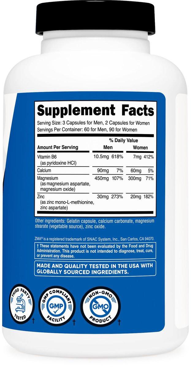 Nutricost ZMA 180 Capsules - Non-GMO and – Magnesium (as Magnesium Aspartate): 450 mg – Image 9