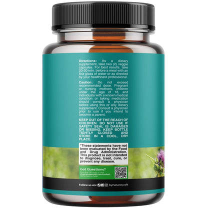 Liver Cleanse Detox & Repair - Milk Thistle Supplement for Digestion & Immune Health - Ginger Root, Choline & Dandelion Root - Herbal Liver Support with Silymarin, Beetroot & Artichoke - 70 Count