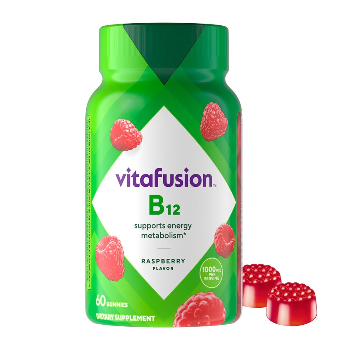 Vitafusion Vitamin B12 Gummies | 1000 mcg | 60 Gummy Vitamins for Adult Women & Men | Raspberry Flavor | Gluten Free Supplement - görsel 9